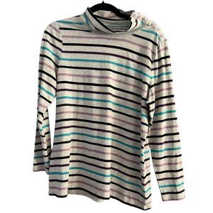 NWT T By Talbots Colorful Striped Pullover Turtleneck Top Stretch Womens Size 1X